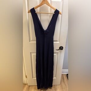 Elegant Full Length Sparkly Deep Blue Maxi Dress